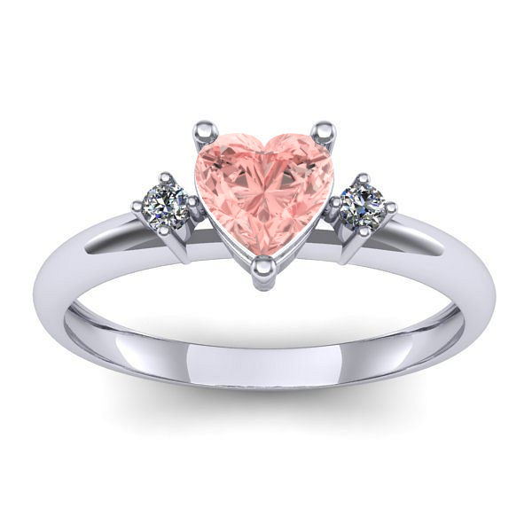 Inel cu diamant de laborator roz inima