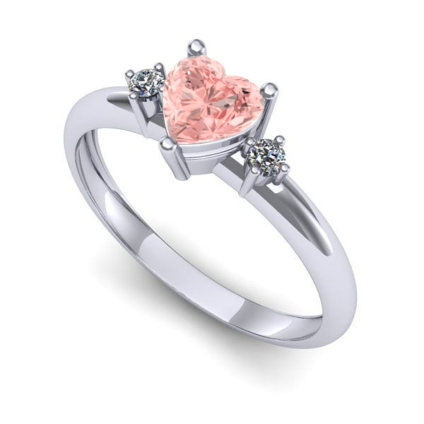 Inel de logodna din aur alb cu diamant de laborator roz