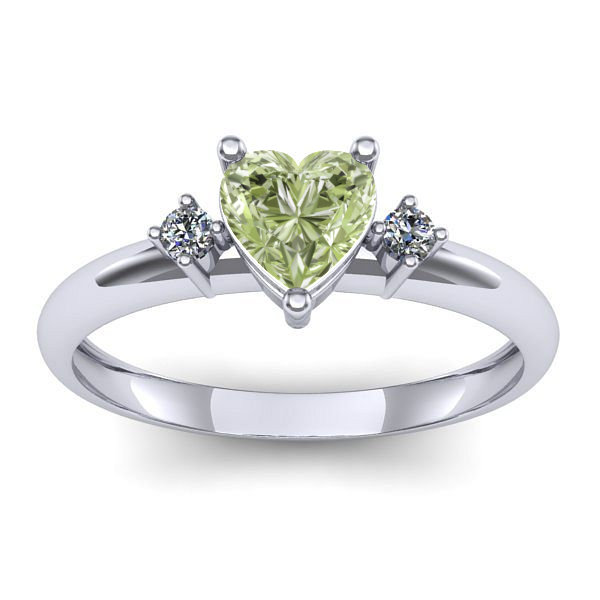 Inel logodna cu diamant de laborator verde inima