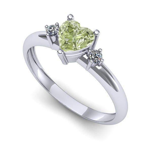 Inel de logodna din aur alb cu diamant de laborator verde