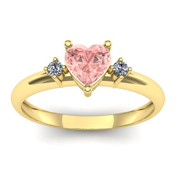 Inel logodna cu diamant de laborator roz inima