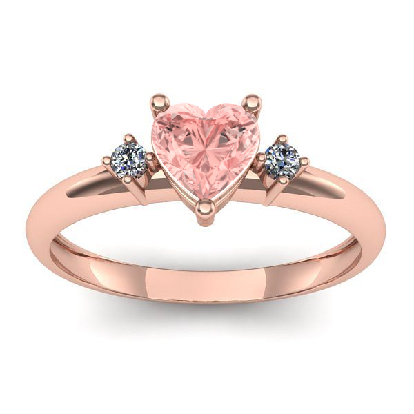 Inel de logodna cu diamant de laborator roz inima