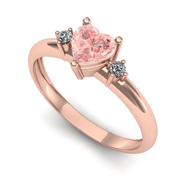 Inel de logodna din aur roz cu diamant de laborator roz