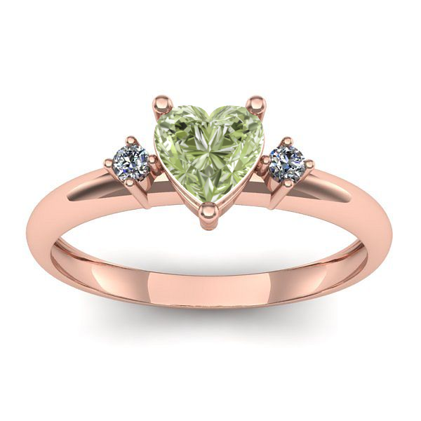 Inel cu diamant de laborator verde inima