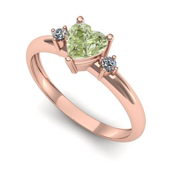 Inel de logodna din aur roz cu diamant de laborator verde