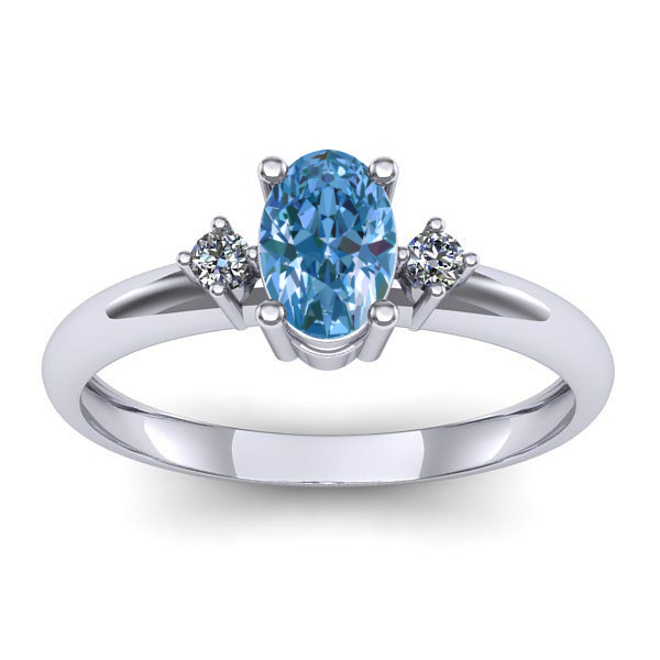 Inel logodna cu diamant de laborator albastru oval
