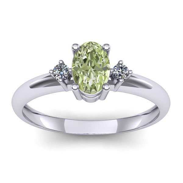 Inel de logodna cu diamant de laborator verde oval