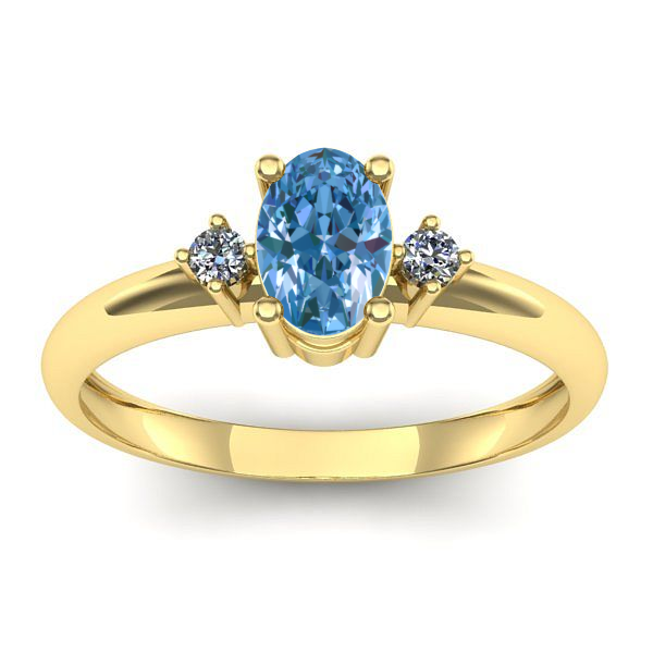 Inel cu diamant de laborator albastru oval