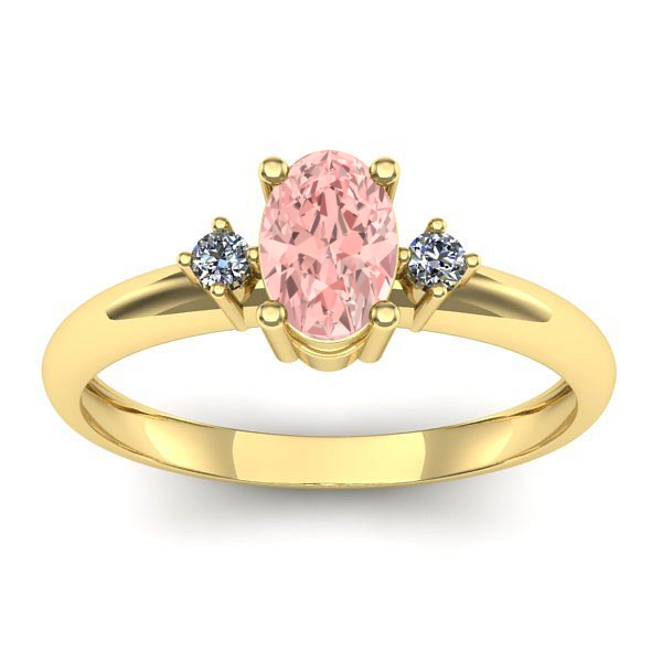Inel cu diamant de laborator roz oval