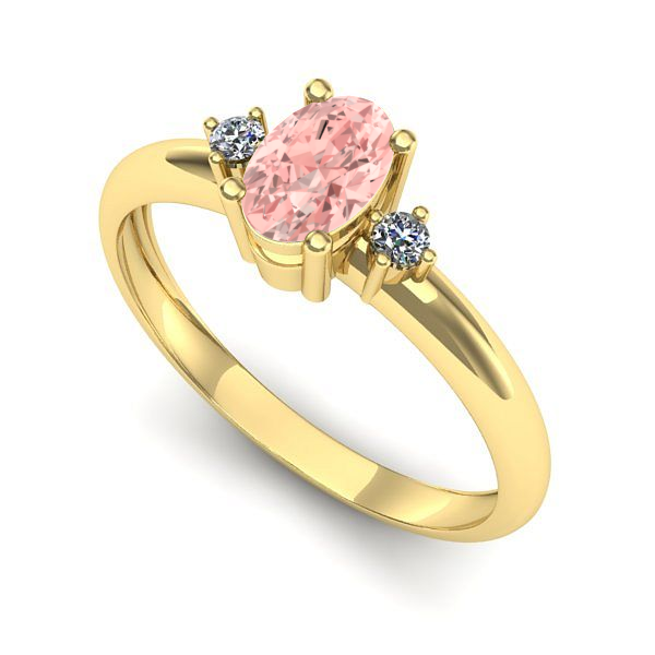 Inel de logodna din aur galben cu diamant de laborator roz
