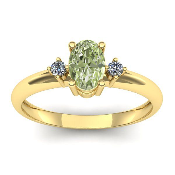 Inel de logodna cu diamant de laborator verde oval