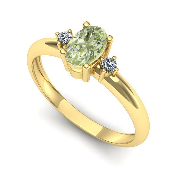 Inel din aur galben cu diamant de laborator verde