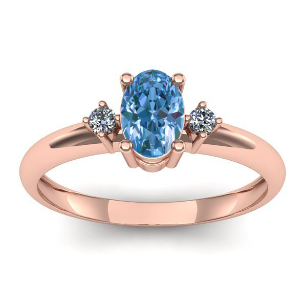 Inel cu diamant de laborator albastru oval