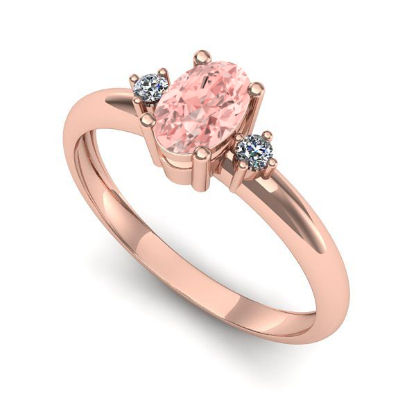 Inel logodna din aur roz cu diamant de laborator roz