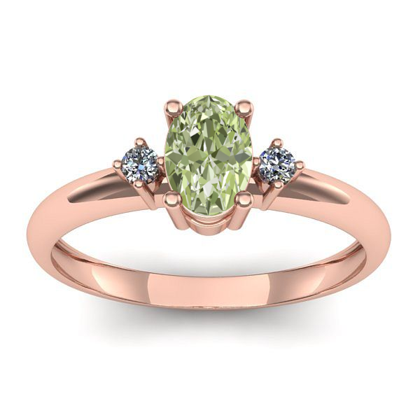 Inel cu diamant de laborator verde oval