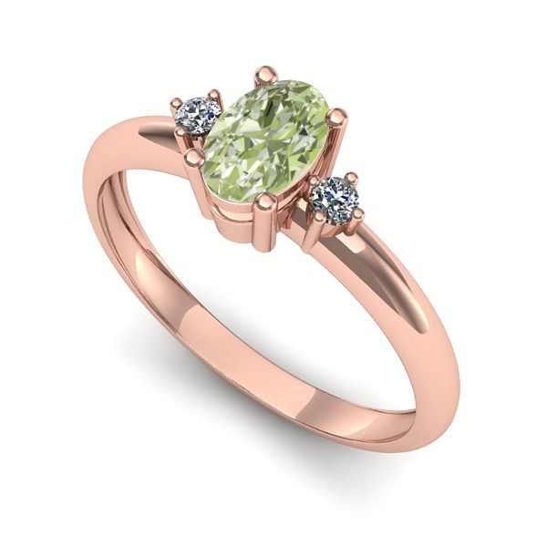 Inel de logodna din aur roz cu diamant de laborator verde