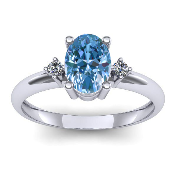 Inel logodna cu diamant de laborator albastru oval