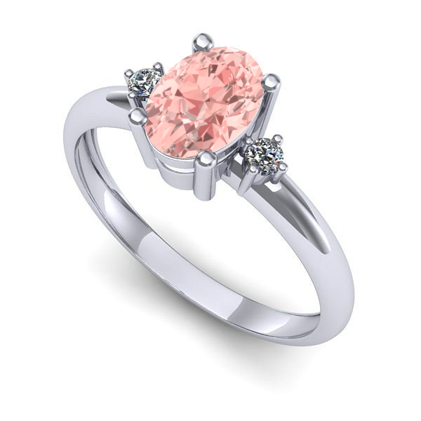 Inel logodna din aur alb cu diamant de laborator roz