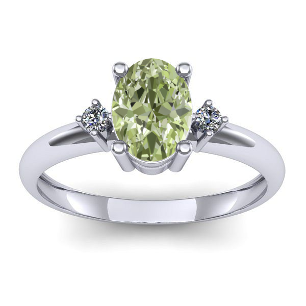 Inel cu diamant de laborator verde oval