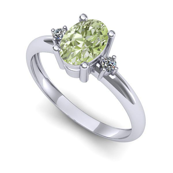 Inel din aur alb cu diamant de laborator verde