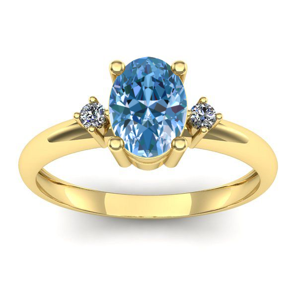 Inel cu diamant de laborator albastru oval