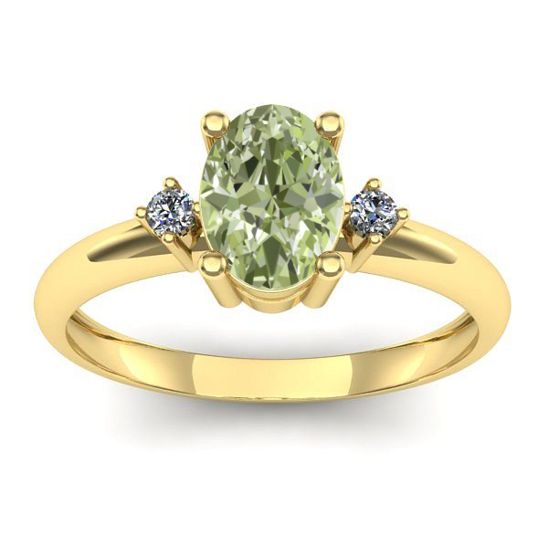 Inel logodna cu diamant de laborator verde oval