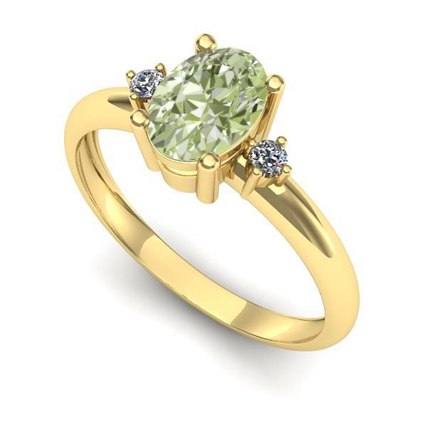 Inel din aur galben cu diamant de laborator verde