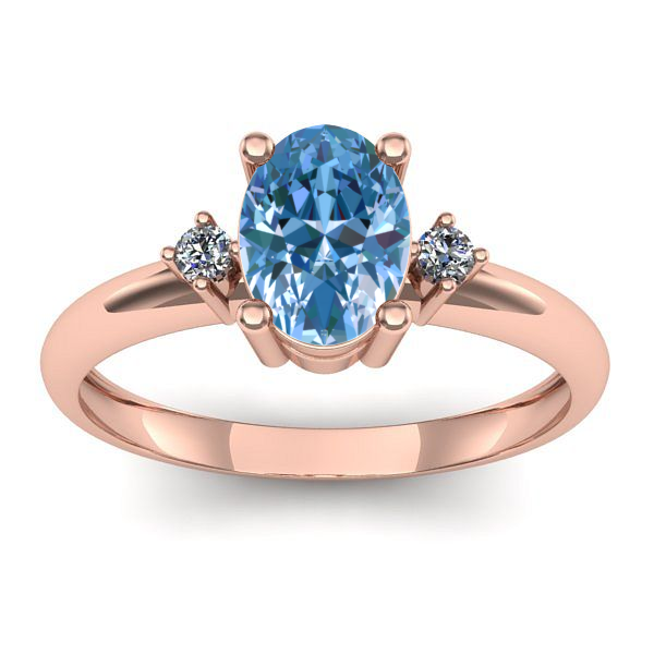 Inel de logodna cu diamant de laborator albastru oval