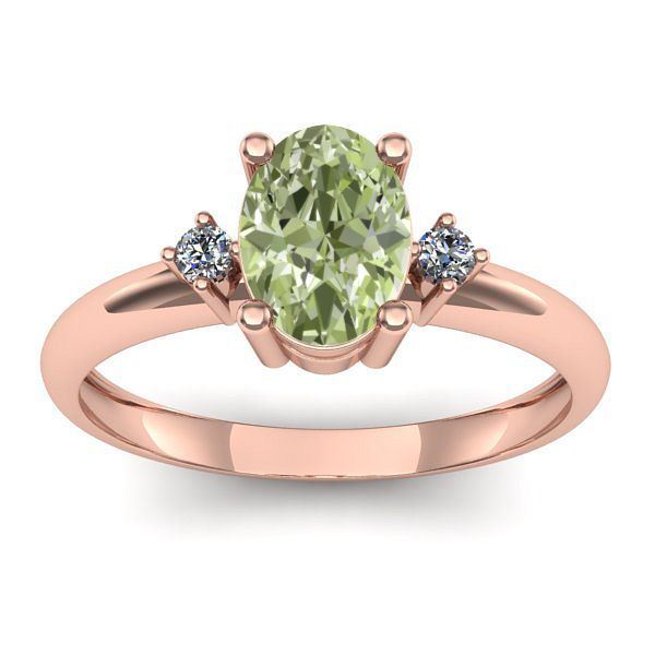 Inel cu diamant de laborator verde oval