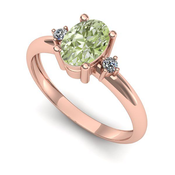 Inel de logodna din aur roz cu diamant de laborator verde