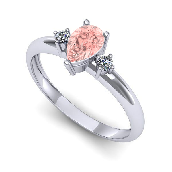 Inel de logodna din aur alb cu diamant de laborator roz