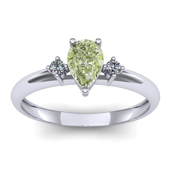 Inel logodna cu diamant de laborator verde lacrima