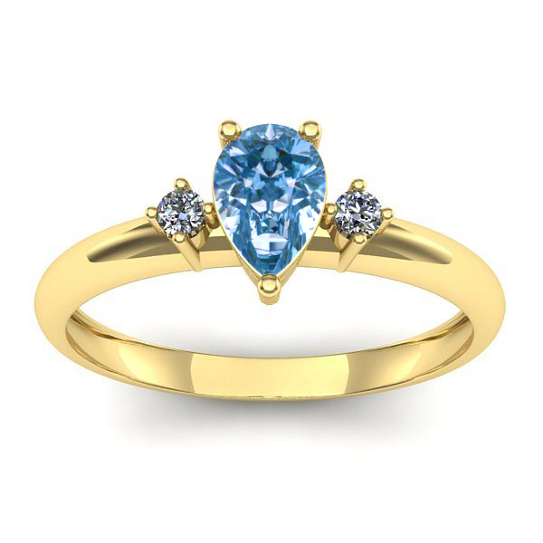 Inel cu diamant de laborator albastru lacrima