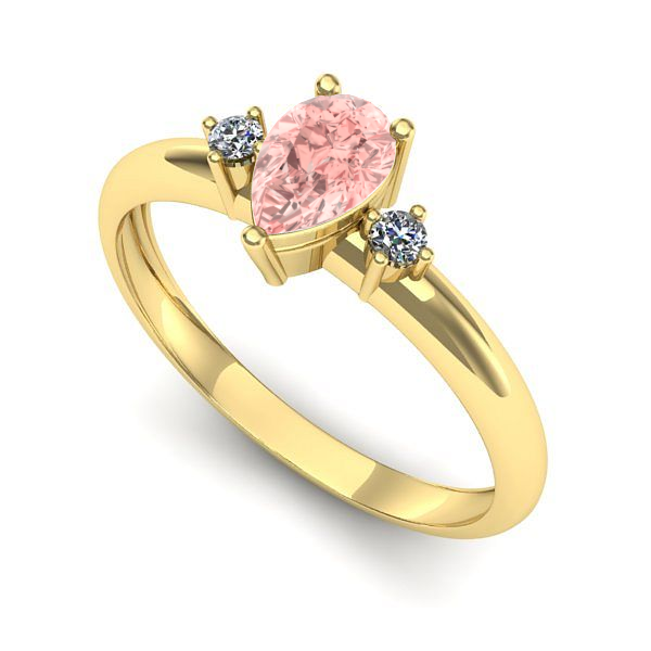 Inel logodna din aur galben cu diamant de laborator roz
