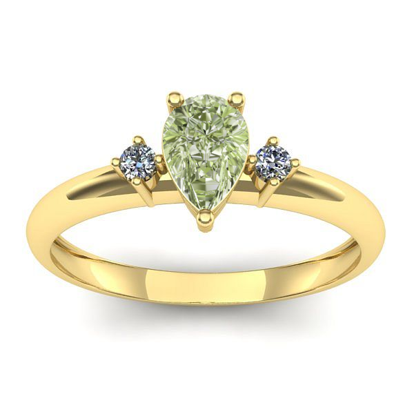 Inel logodna cu diamant de laborator verde lacrima