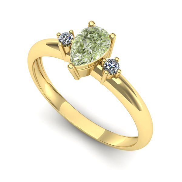 Inel din aur galben cu diamant de laborator verde