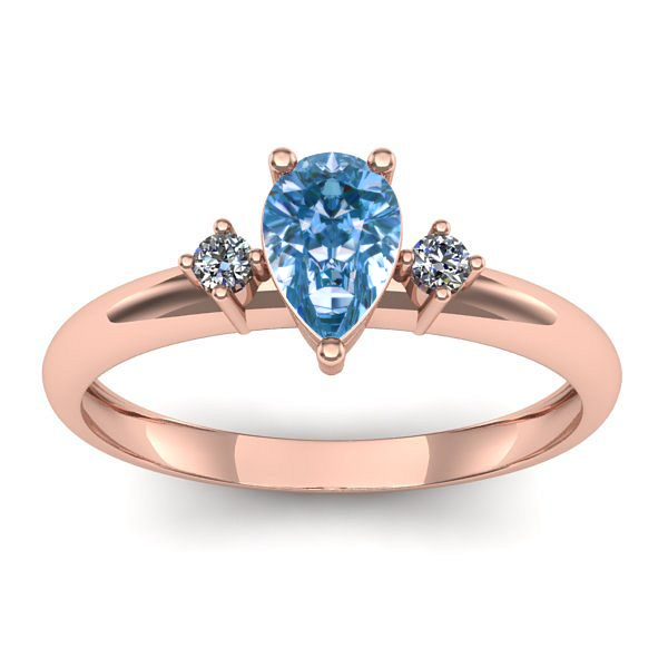 Inel logodna cu diamant de laborator albastru lacrima
