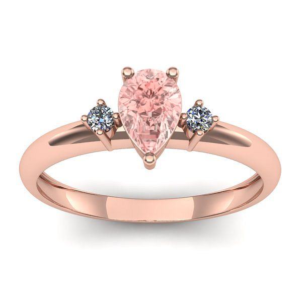 Inel cu diamant de laborator roz lacrima