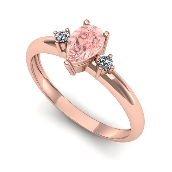 Inel de logodna din aur roz cu diamant de laborator roz