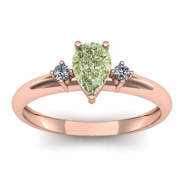 Inel cu diamant de laborator verde lacrima