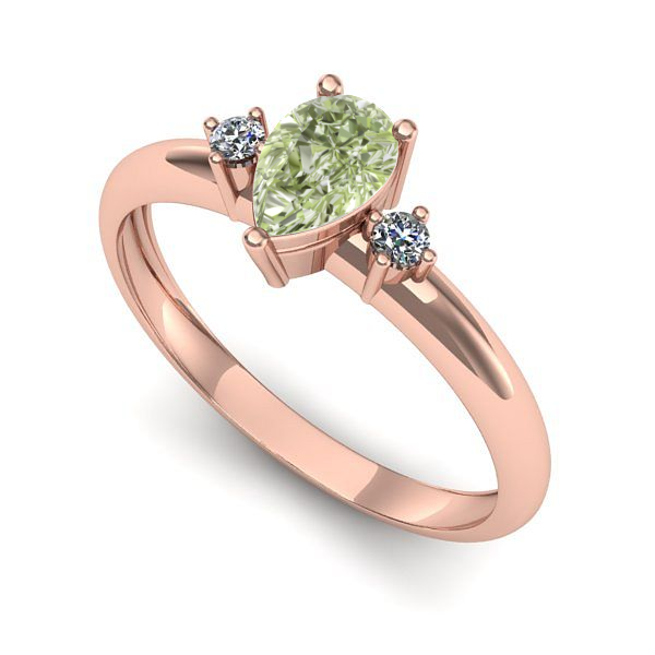 Inel din aur roz cu diamant de laborator verde