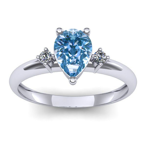 Inel de logodna cu diamant de laborator albastru lacrima