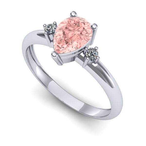 Inel din aur alb cu diamant de laborator roz