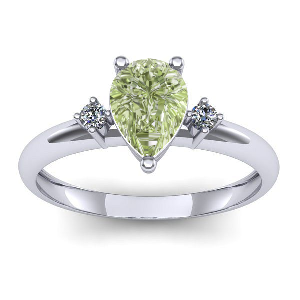 Inel cu diamant de laborator verde lacrima