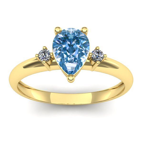 Inel cu diamant de laborator albastru lacrima