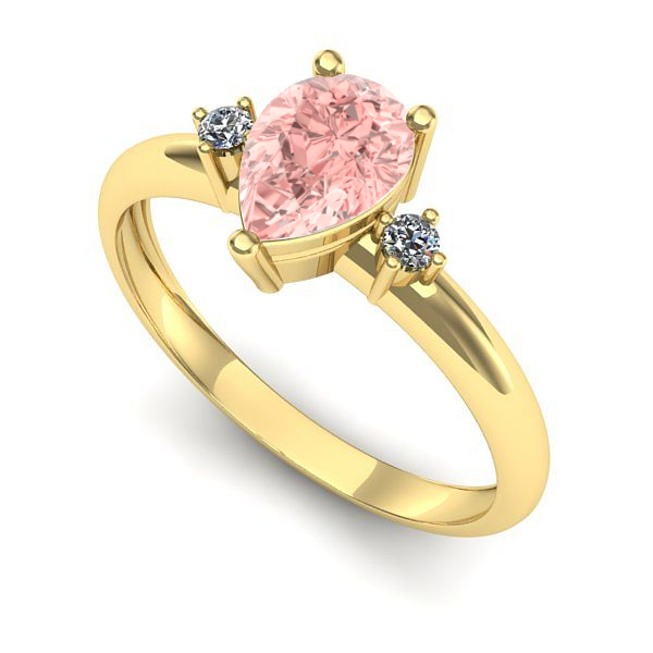 Inel din aur galben cu diamant de laborator roz