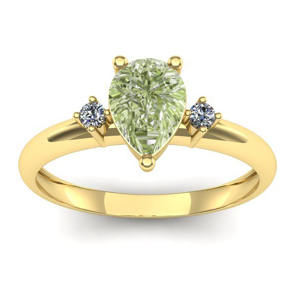 Inel logodna cu diamant de laborator verde lacrima