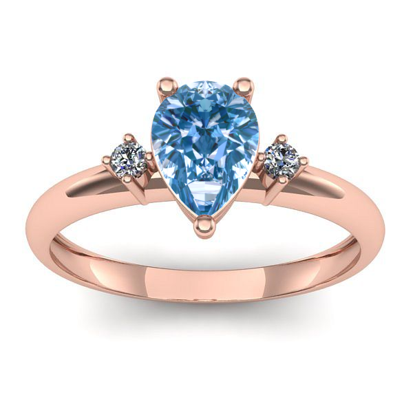 Inel cu diamant de laborator albastru lacrima