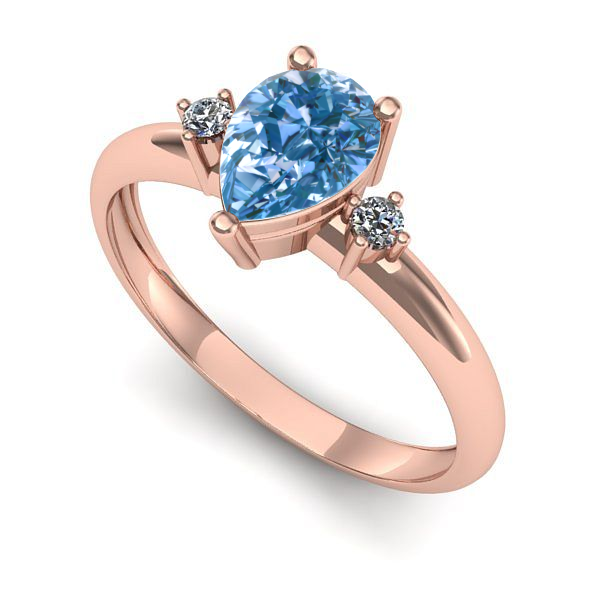 Inel din aur roz cu diamant de laborator albastru
