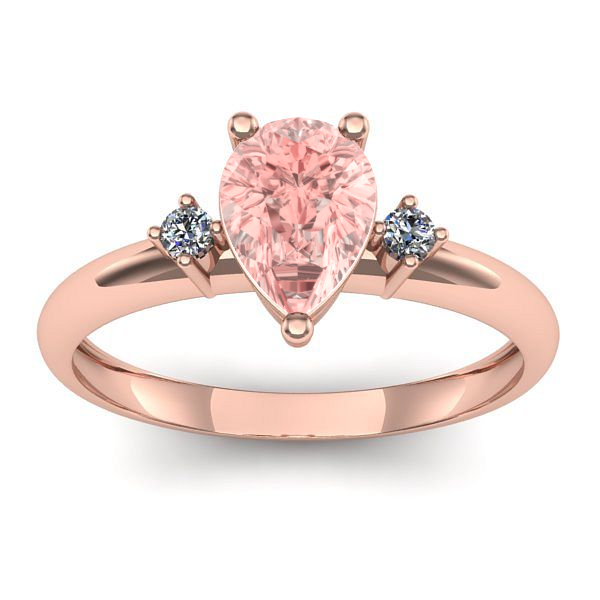 Inel logodna cu diamant de laborator roz lacrima